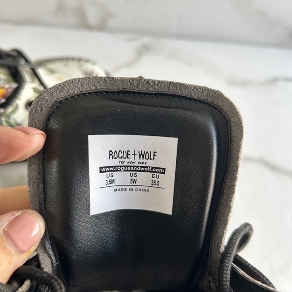 Vegan Leather doc style combat boots floral watercolour design - Picture 7 of 12